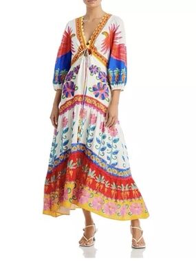 FARM RIO Maxi Dress - Off-White Vivid Garden